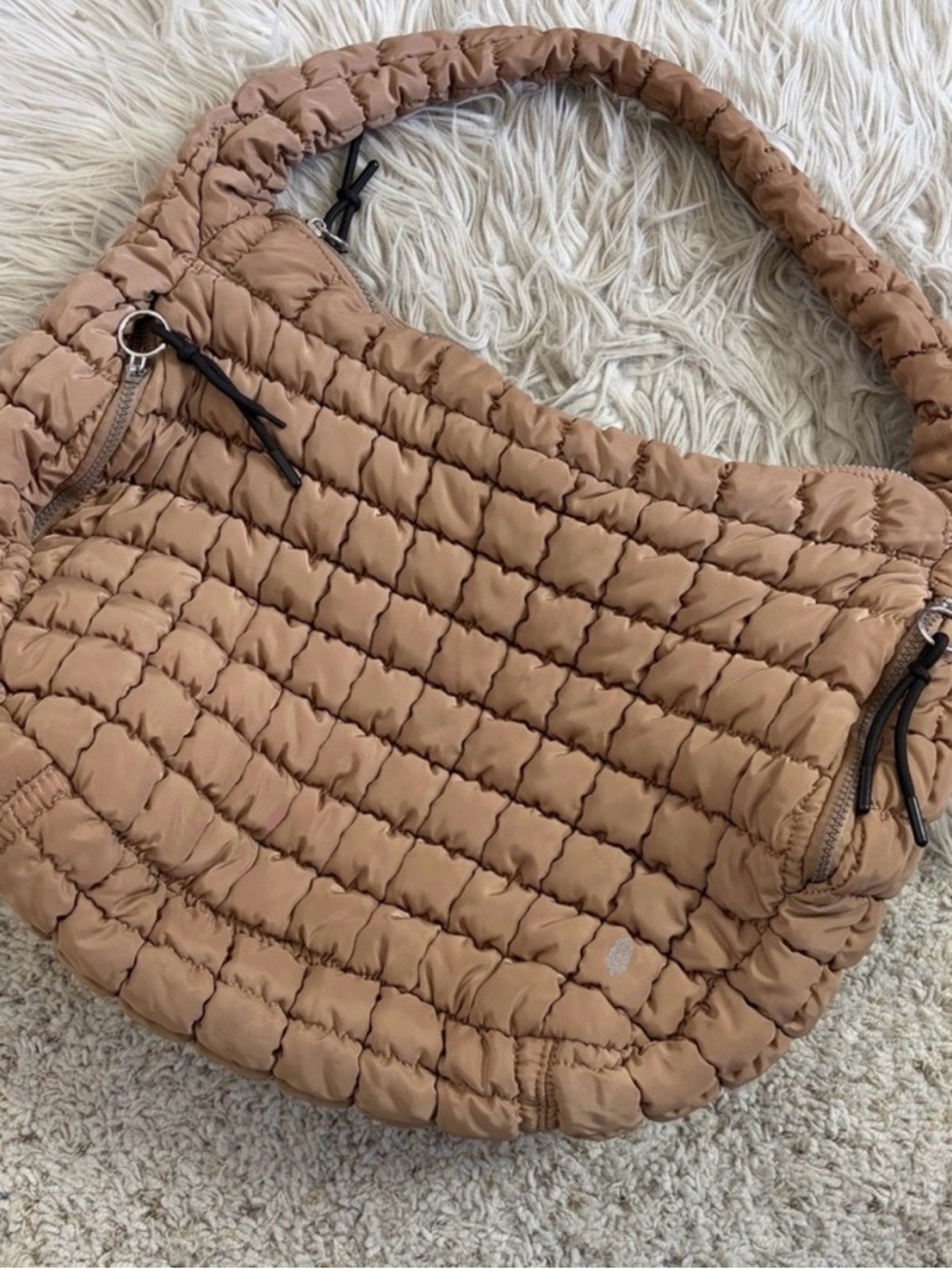 Free People FP Movement Beige Tan Quilted Carryall Tote - Picture 2 of 7